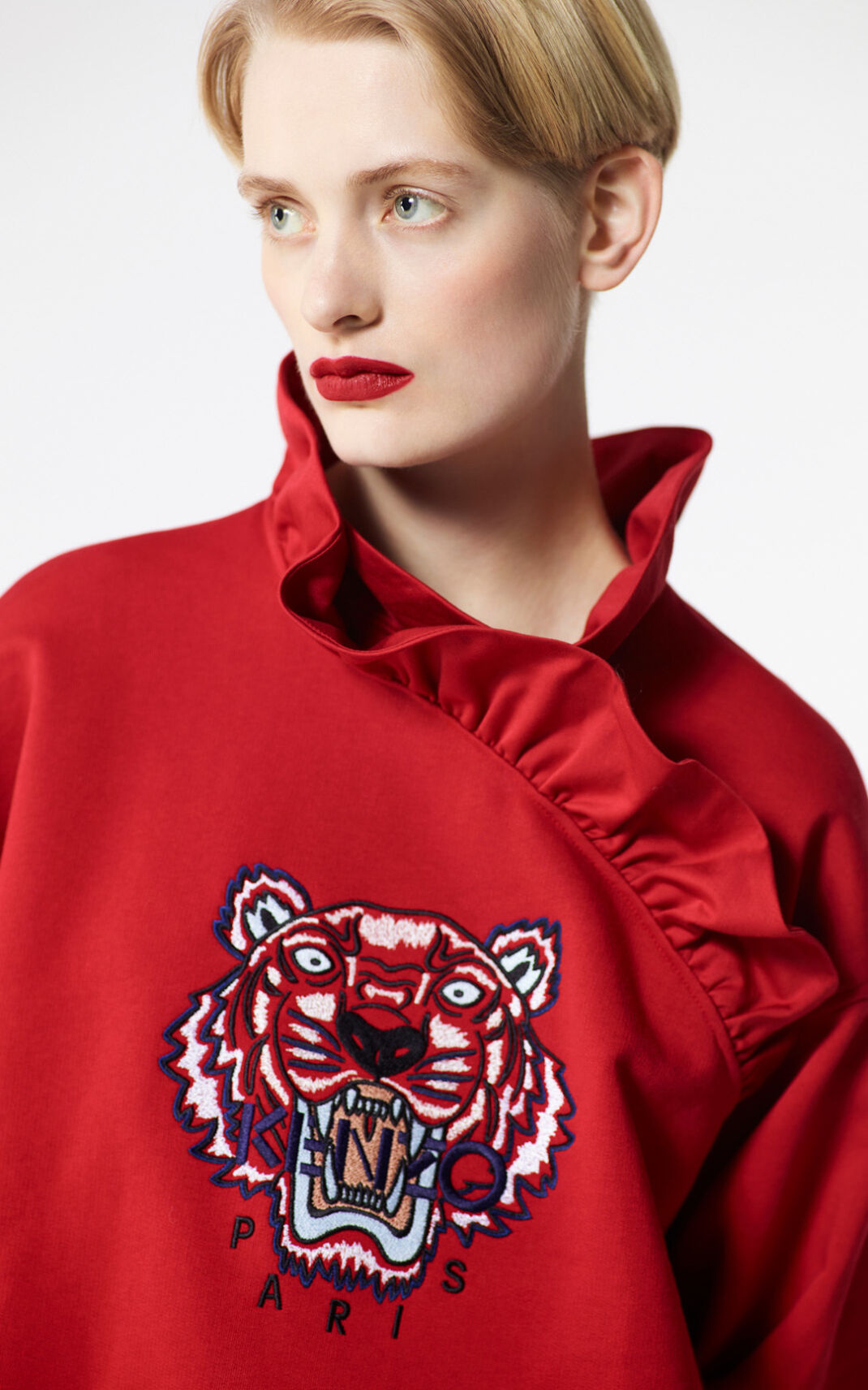 Kenzo Frilled Tiger Melegítő Felső Női Piros | ID.498826